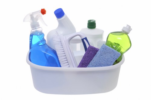 Eco-friendly office cleaning supplies in a workplace