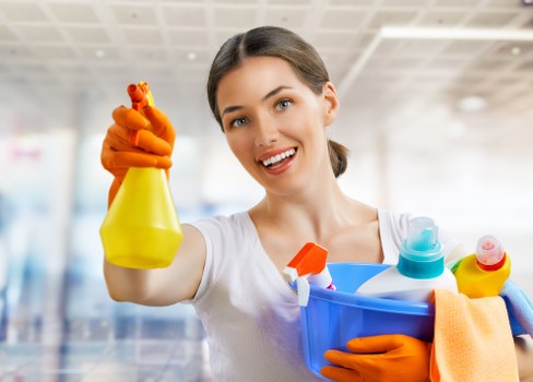 Professional cleaners completing move in cleaning in a vacant property