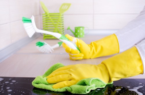 Office space maintained through regular cleaning and organization