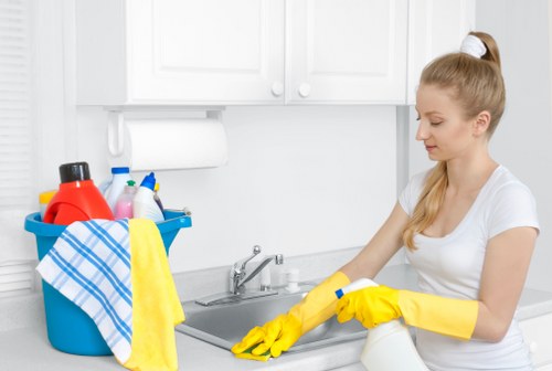 Final move in cleaning touches in an empty home before residents arrive